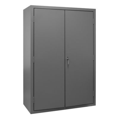 Image showing  186-Bin Steel Cabinet, 48 in. x 24 in. x 72 in., Red/Gray