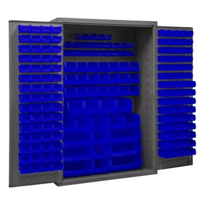 Durham MFG 14-Gauge Steel Bin Cabinet, 186 Blue Bins
