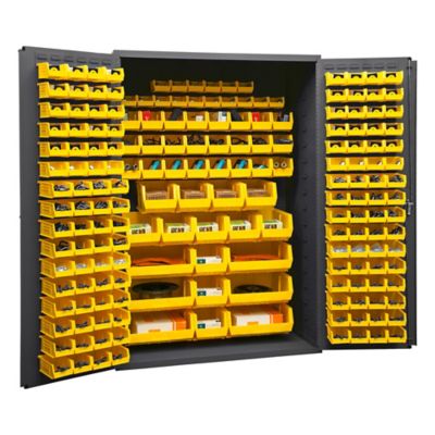 Durham MFG 14-Gauge Steel Bin Cabinet, 186 Yellow Bins