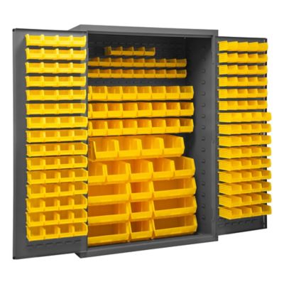 Durham MFG 14-Gauge Steel Bin Cabinet, 186 Yellow Bins