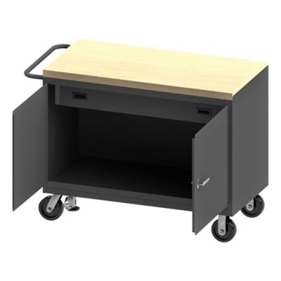 Durham MFG Mobile Bench Cabinet, 48 in. x 24 in., Maple Top, 1 Drawer, 2 Doors