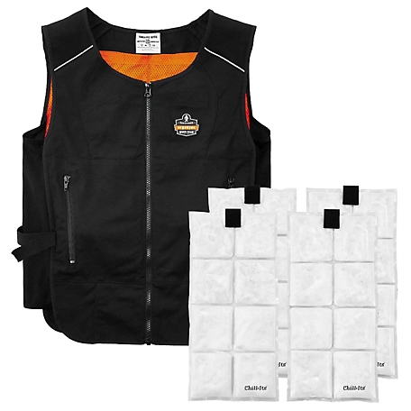 Chill-Its Unisex Lightweight Phase Change Cooling Vest with Rechargeable Ice Packs