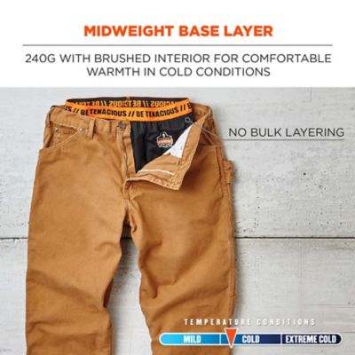 Image showing  Unisex Stretch Fit Natural-Rise Midweight Base Layer Bottoms, Black, Medium