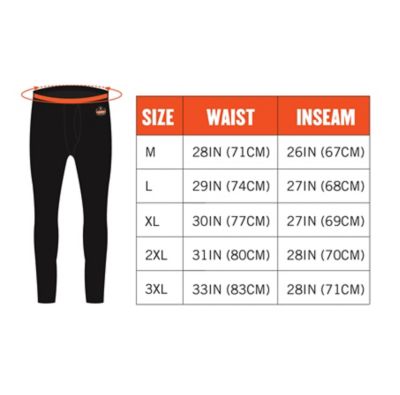 Image showing  Unisex Stretch Fit Natural-Rise Midweight Base Layer Bottoms, Black, XX-Large