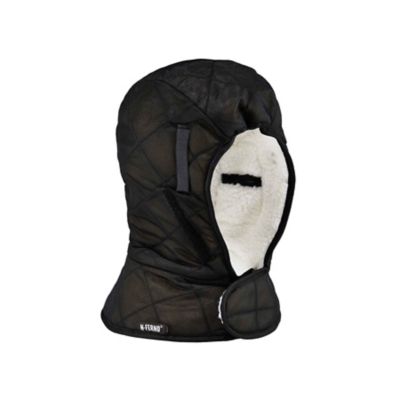 Image showing  Unisex 3-Layer Sherpa-Lined Winter Hard Hat Liner with Quilted Shell, Shoulder Length