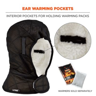 Image showing  Unisex 3-Layer Sherpa-Lined Winter Hard Hat Liner with Quilted Shell, Shoulder Length