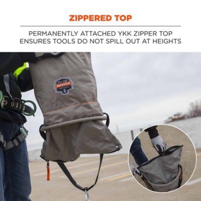 Image showing  12.5 in. x 17 in. Large Nylon Hoist Bucket Tool Bag with D-Rings and Zipper Top