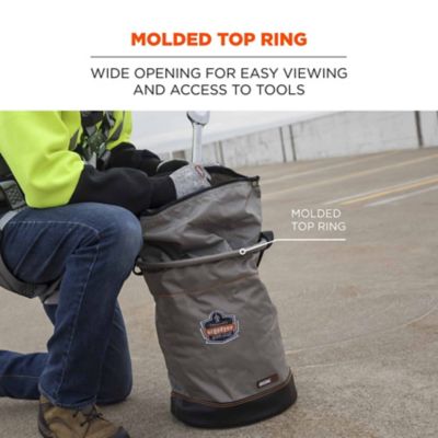 Image showing 6 th Arsenal 12.5 in. x 17 in. Large Nylon Hoist Bucket Tool Bag with D-Rings and Zipper Top