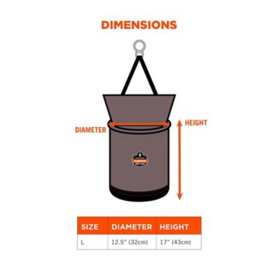 Image showing 7 th Arsenal 12.5 in. x 17 in. Large Nylon Hoist Bucket Tool Bag with D-Rings and Zipper Top