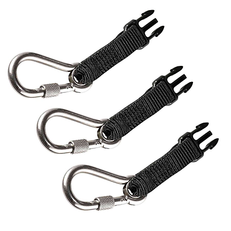 Squids SS Carabiner Attachments for Retractable Tool Lanyards, Black, 3 pc.