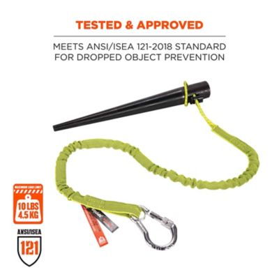 Image showing  Squids 3100 Tool Lanyard with Carabiner and Cinch Loop, 10 lb., Standard, Lime