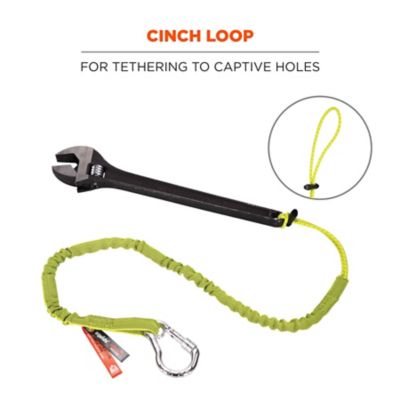 Image showing 5 th Ergodyne Squids 3100 Tool Lanyard with Carabiner and Cinch Loop, 10 lb., Standard, Lime