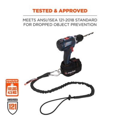 Image showing  Squids 3100 Tool Lanyard with Carabiner and Cinch Loop, 10 lb., Extended, Black