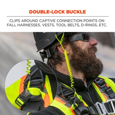 Image showing  Coiled Black Hard Hat Tool Lanyard with Buckle