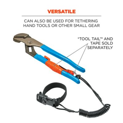 Image showing  Coiled Black Hard Hat Tool Lanyard with Buckle