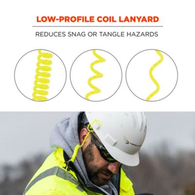 Image showing  Coiled Lime Hard Hat Tool Lanyard with Buckle