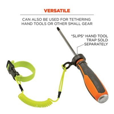 Image showing  Coiled Lime Hard Hat Tool Lanyard with Buckle