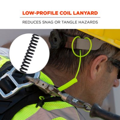 Image showing  Coiled Black Hard Hat Tool Lanyard with Clamp