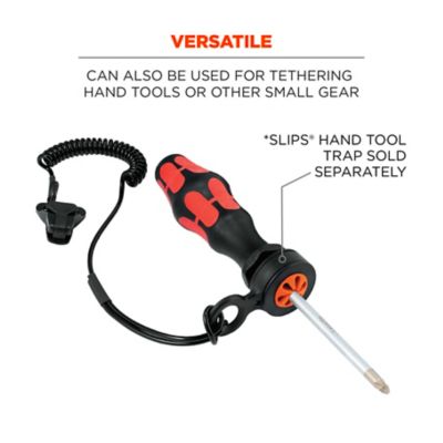 Image showing  Coiled Black Hard Hat Tool Lanyard with Clamp