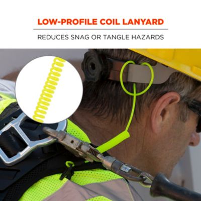 Image showing  Coiled Hard Hat Lanyard with Clamp