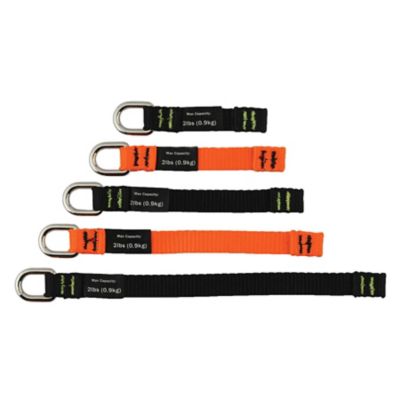 Squids 2 lb. Web Tool Tether Attachments with D-Ring Tool Tails, Black/Orange, Variety, 6 pc.
