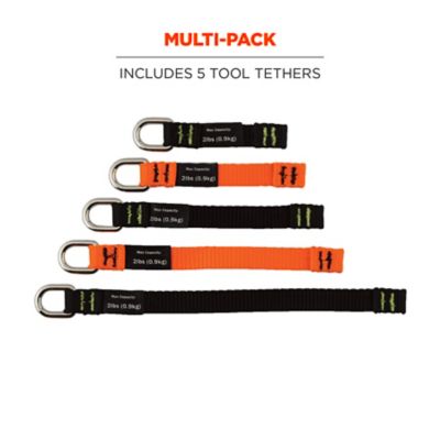 Image showing  2 lb. Web Tool Tether Attachments with D-Ring Tool Tails, Black, Short, 6 pc.