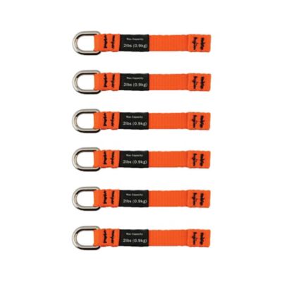 Squids 2 lb. Web Tool Tether Attachments with D-Ring Tool Tails, Orange, Medium, 6 pc.