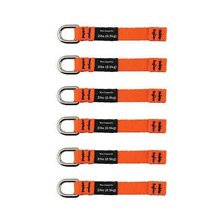 Squids 2 lb. Web Tool Tether Attachments with D-Ring Tool Tails, Orange, Medium, 6 pc.