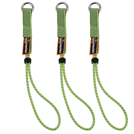 Squids 15 lb. Elastic Tool Tether Attachments with Loop Tool Tails, Lime, Standard, 3 pc.