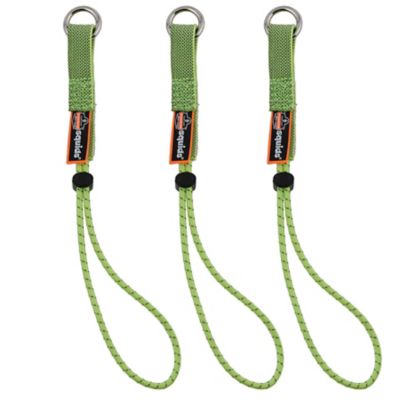 Squids 15 lb. Elastic Tool Tether Attachments with Loop Tool Tails, Lime, Extended, 3 pc.