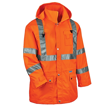 (Small, Orange) - Ergodyne GloWear 8365 Class-3 Rain Jacket