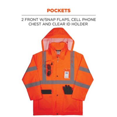 Image showing 5 th GloWear Unisex Adult Type R Class 3 Hi-Vis Lightweight Rain Jacket