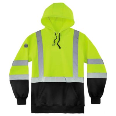 GloWear Unisex Type R Class 3 Pullover Hi-Vis Hooded Sweatshirt, Black Front