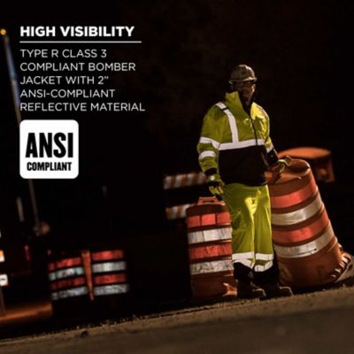 Image showing  Unisex Adult Type R Class 3 Hi-Vis Thermal Quilted Bomber Jacket