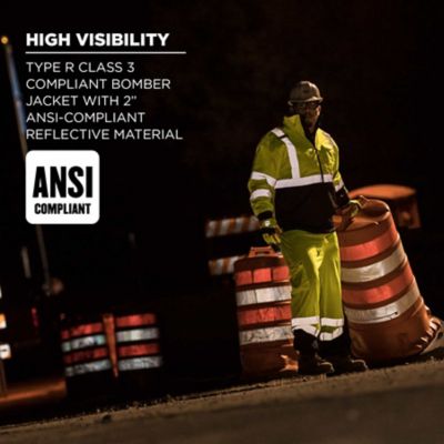 Image showing 3 th GloWear Unisex Adult Type R Class 3 Hi-Vis Thermal Quilted Bomber Jacket