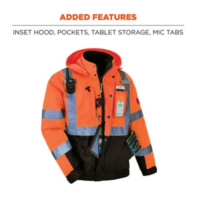 Image showing 6 th GloWear Unisex Adult Type R Class 3 Hi-Vis Thermal 4-in-1 Bomber Jacket with Quilted Sleeves