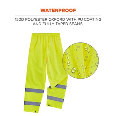 Image showing  Unisex Adult Hi-Vis Relaxed Fit Natural-Rise Class E Lightweight Work Rain Pants
