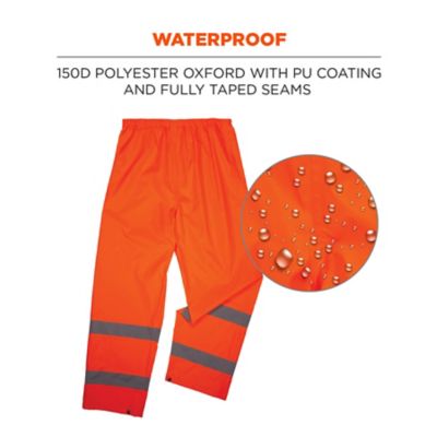 Image showing  Unisex Adult Hi-Vis Relaxed Fit Natural-Rise Class E Lightweight Work Rain Pants