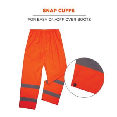 Image showing  Unisex Adult Hi-Vis Relaxed Fit Natural-Rise Class E Lightweight Work Rain Pants