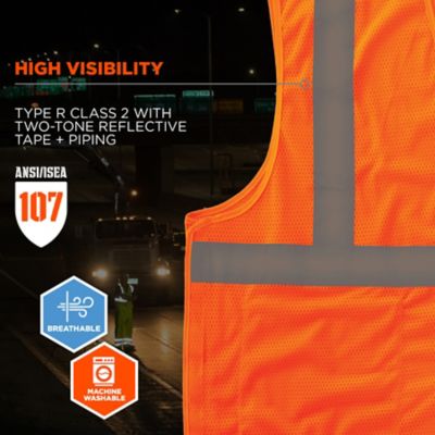 Image showing 2 th GloWear Unisex Type R Class 2 Breakaway Mesh Hi-Vis Economy Safety Vest, 21063