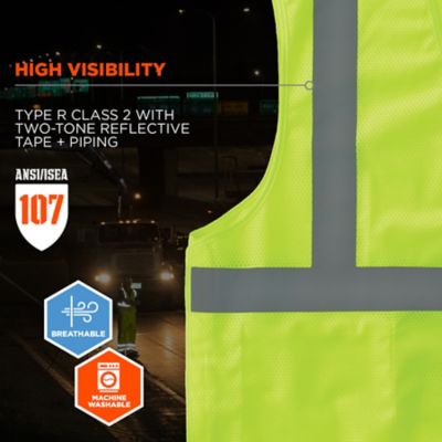 Image showing  Unisex Type R Class 2 Breakaway Mesh Hi-Vis Economy Safety Vest, 21063