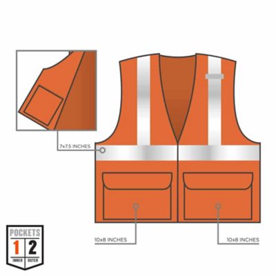 Image showing 3 th GloWear Unisex Type R Class 2 Standard Mesh Safety Vest with Zipper