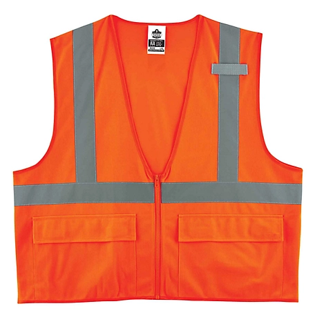 GloWear Unisex Type R Class 2 Standard Solid Safety Vest with Zipper