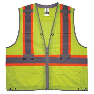 Ergodyne Unisex GloWear 8231TV Type R Class 2 Hi-Vis Tool Tethering Safety Vest with Zipper, Dual Certified Hi-Vis Tool Tethering Safety Vest