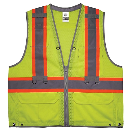 Ergodyne Unisex GloWear 8231TV Type R Class 2 Hi-Vis Tool Tethering Safety Vest with Zipper, Dual Certified