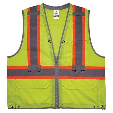 Ergodyne Unisex GloWear 8231TV Type R Class 2 Hi-Vis Tool Tethering Safety Vest with Zipper, Dual Certified