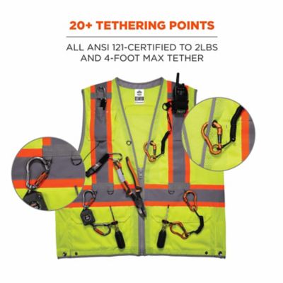Image showing  Unisex Type R Class 2 Hi-Vis Tool Tethering Safety Vest, Dual Certified