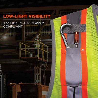 Image showing 5 th GloWear Unisex Type R Class 2 Hi-Vis Tool Tethering Safety Vest, Dual Certified