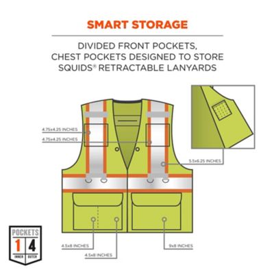 Image showing 6 th GloWear Unisex Type R Class 2 Hi-Vis Tool Tethering Safety Vest, Dual Certified