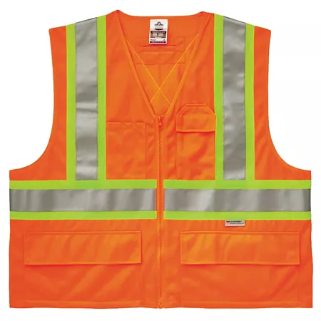 Ergodyne GloWear 8235ZX Type R Class 2 X-Back Unisex Two-Tone Safety Vest with Zipper Safety Vests